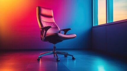 Modern office chair in vibrant colorful room