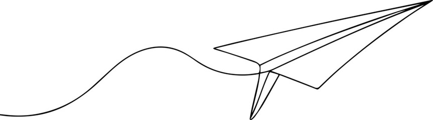 Paper plane one line vector drawing for creative design