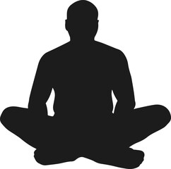 Silhouette of man sitting cross legged in relaxed pose