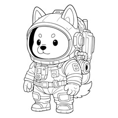 Cute Astronaut Dog Character in Spacesuit - Cartoon Shiba Inu Space Explorer