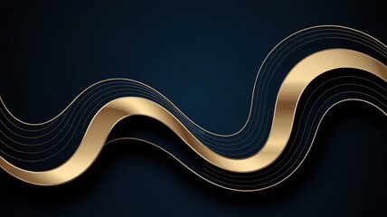 Elegant Gold and Dark Blue Abstract Wave Design