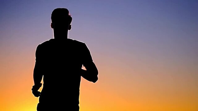 silhouette of a man running outside