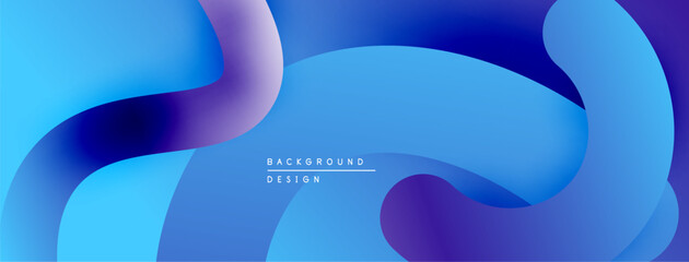 Abstract fluid shapes, blue purple gradients. Modern design, smooth curves create dynamic background. Minimalist aesthetic.