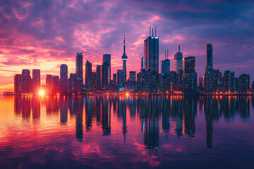 Sunset over the city