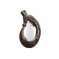 Ornate Antique Harp, Musical Instrument,  Classical Stringed Instrument,  Wooden Harp