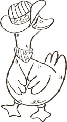 vector illustration of Goose in 4th of July, meme America,  Doodle Hand Drawn goose