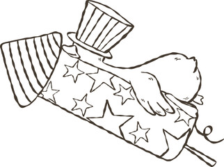 Silly Goose on Firework Doodle Hand Drawn, Cerebration independence day 