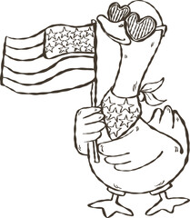 4th of july goose holding america flag