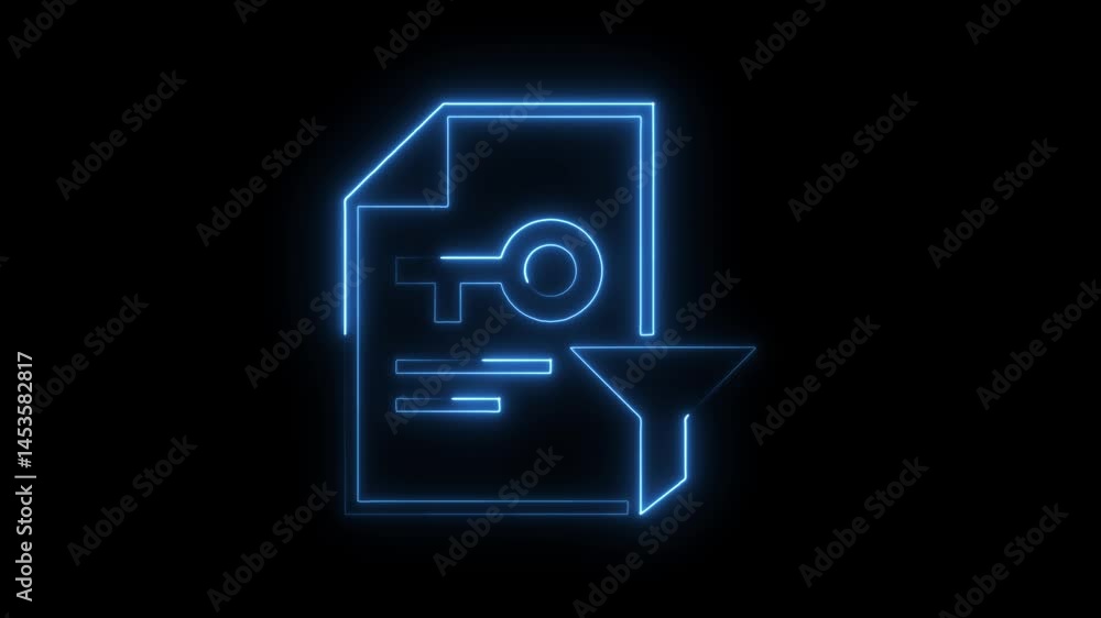 Poster encrypted file filter neon glow security and data protection concept