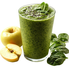 Green smoothie recipe healthy breakfast spinach apple smoothie nutrition on transparent background