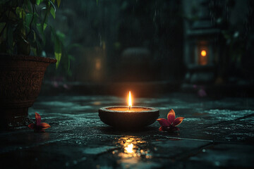Oil lamp, Vesak meditation theme