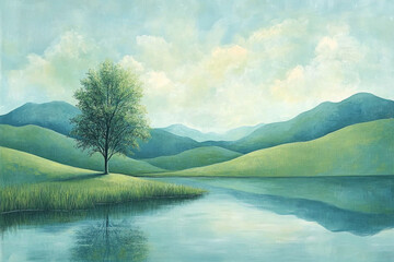 Nature Scene with Soft Pastels