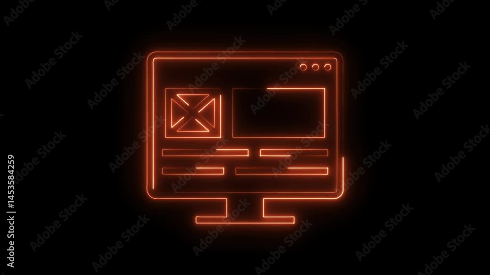 Poster neon glowing computer screen display ui ux design element
