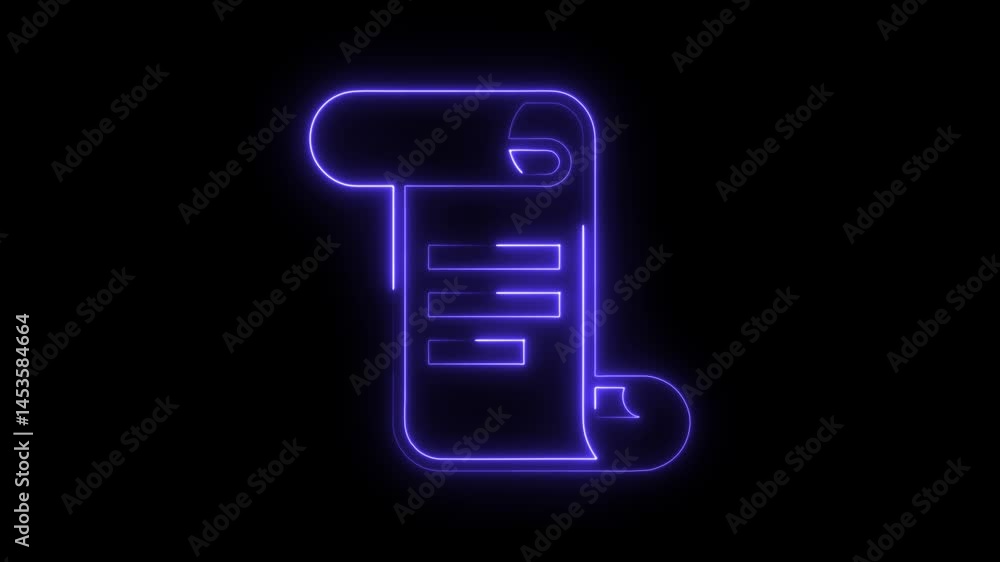 Poster animated scroll design with neon outline effect on black background contract concept digital agreeme