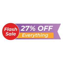  Flash Sale Banner 28 Off Everything Flash Sale Banner A vibrant flash sale banner graphic with a 28 off discount on everything.