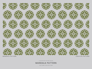 Green Circular Mandala Seamless Pattern Ethnic Geometric Tile Design