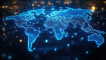 Obraz premium Global network map with glowing connections.