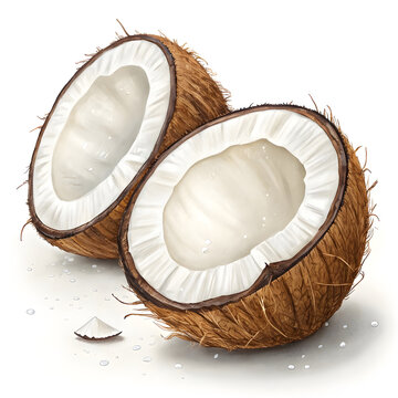 halved coconuts brown white background clip art preview