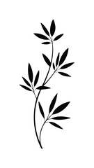 Minimal botanical leaf silhouette illustration of elegant branch with foliage