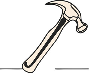 Simple Line Art Illustration of a Claw Hammer