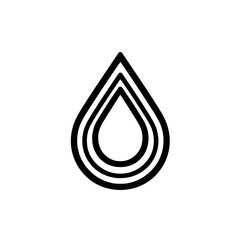 Minimalistic black-and-white layered water droplet icon illustration, professional line art style