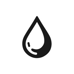 Minimalistic black-and-white drop of blood icon illustration, professional line art style