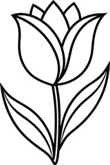 Flowers line art silhouette on white background