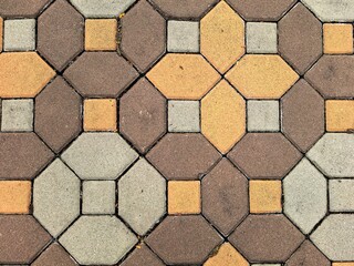 Geometric Paving Tiles with Brown and Beige