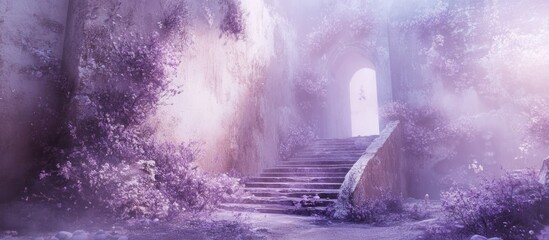 Fototapeta premium Enchanted Purple Stairway to Light