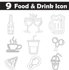 food and drink icon set, cold drink icon, bottle, milkshake icon, tea cup icon, glass, spoon, pizza, coffee