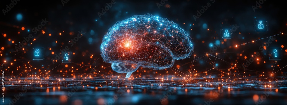Poster digital representation of a complex neural network.