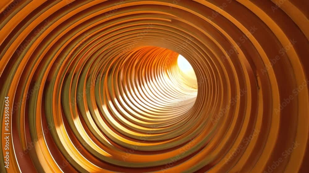 Poster mesmerizing abstract design of spiral tunnel with vibrant orange and yellow hues, creating depth and