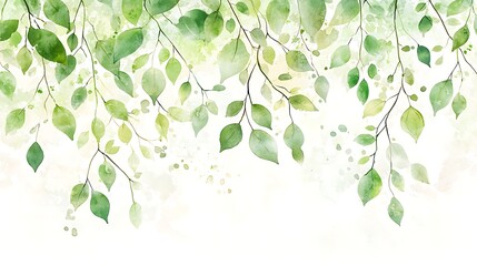 Obraz premium Botanical watercolor leaves artistic close-up in a serene natural environment
