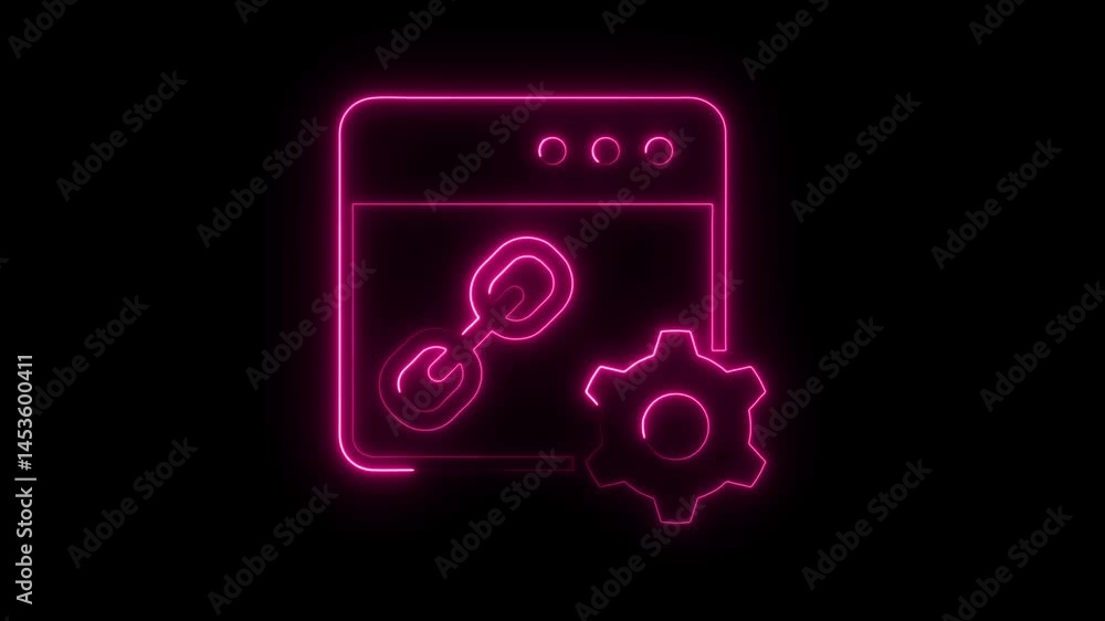 Aufkleber neon website configuration animation futuristic technology ui ux development abstract concept
