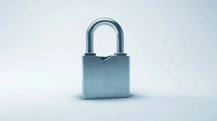 Fototapeta premium A steel padlock is clearly isolated on a white background, presenting a concept related to security and protection with the touch of Generative Ai. The simple yet powerful image of the padlock against