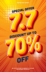 Poster for flash sale. 7.7 sale promo with big discount