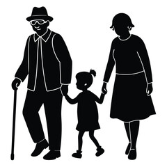 grandparents walking with granddaughter