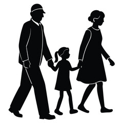 grandparents walking with granddaughter