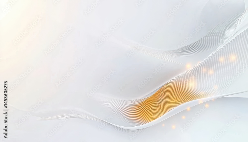 Poster abstract white and gold waves background with soft lighting and intricate dot patterns for modern de