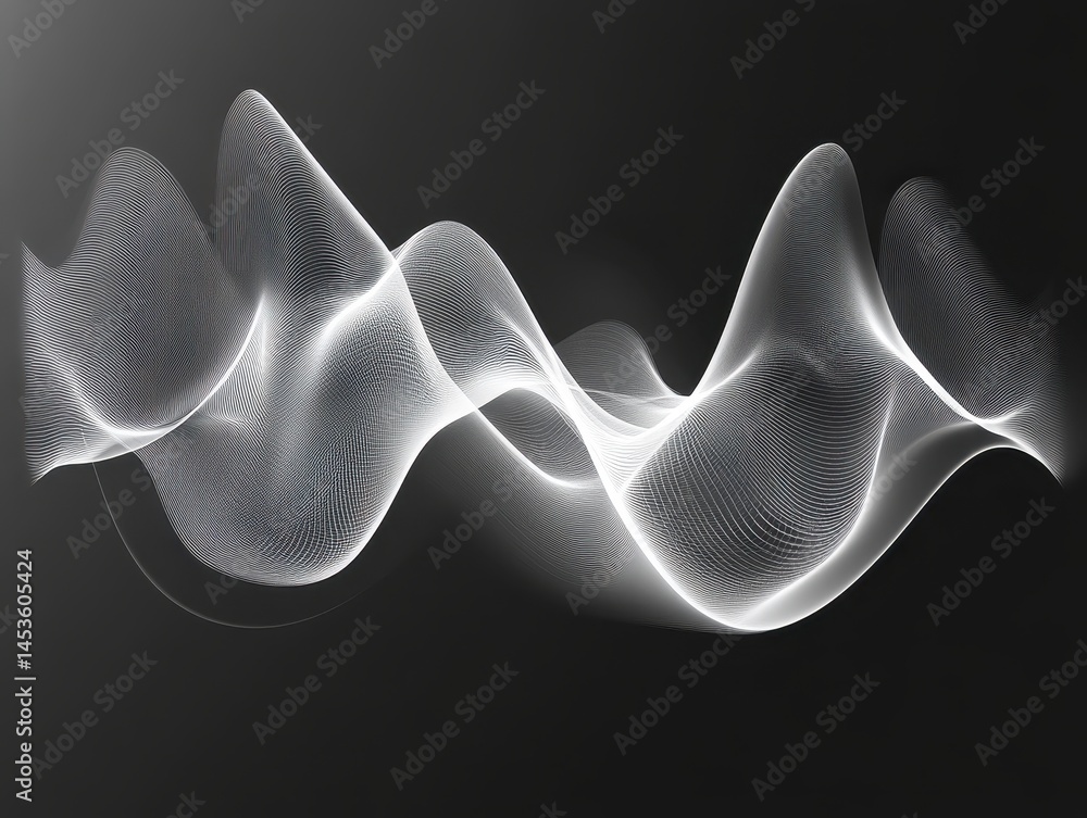 Aufkleber abstract white wavy lines on dark gray background with modern geometric design and futuristic dynami