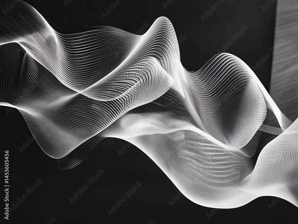 Aufkleber abstract white wavy lines pattern over black background modern and futuristic design element