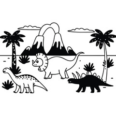 three dinosaurs a t rex triceratops and brontosaurus © MdRubel