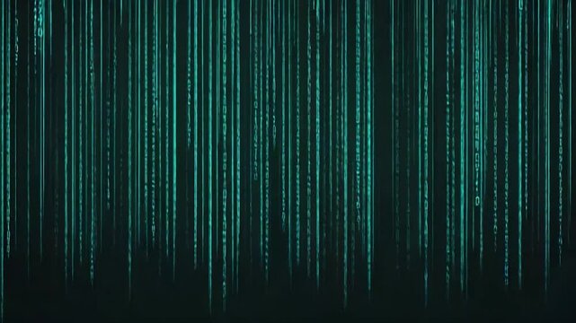 Abstract digital code falling, futuristic background, suitable for technology, movie, or gaming theme