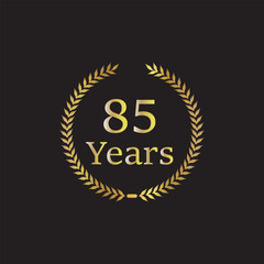 anniversary 85th logotype vector on black background for special celebration day. 85 year anniversary label vector design. 85th years anniversary celebration emblem.