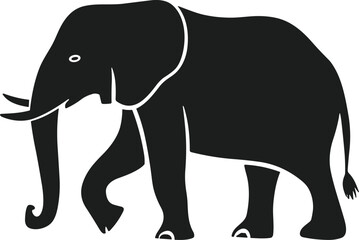 Graceful Elephant Silhouette Vector – Elegant Wildlife Animal Illustration for Creative Projects
