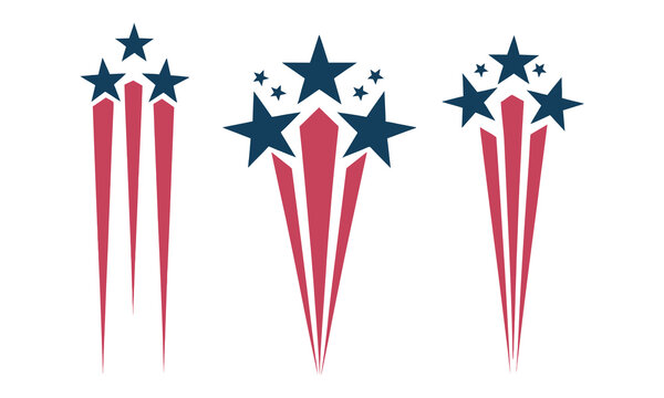 Patriotic Stars and Stripes Trail Vector Set, USA flag, Set of red blue stripes with stars , Design elements, 4th of July, Memorial day, Veterans day, Logo
