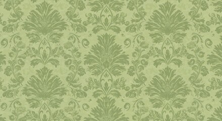 Beautiful seamless floral pattern with detailed flowers on a vibrant green background