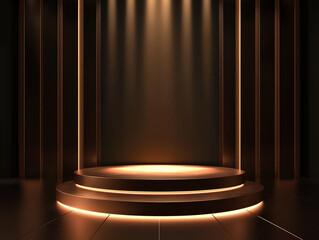 The luxury podium and its surroundings are designed to draw attention and evoke a sense of exclusivity, making it ideal for showcasing premium items or events.