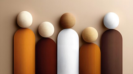 Abstract representation of diverse figures in warm tones