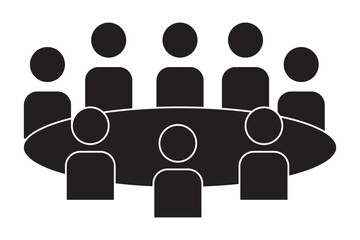 Meeting room conference table discussion business team 
 icon .